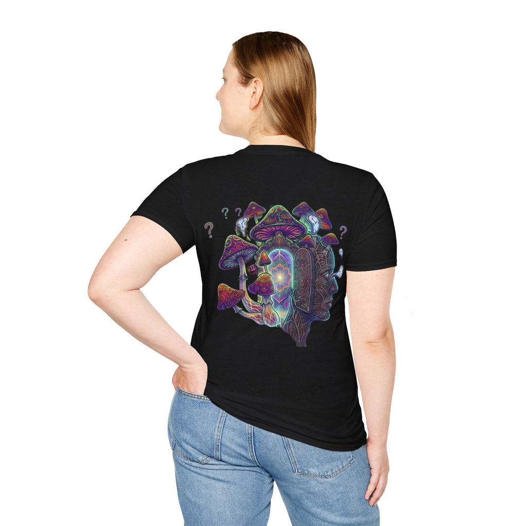 Mystical Prism Pocket T-Shirt — Colorful Cosmic Cat Graphic