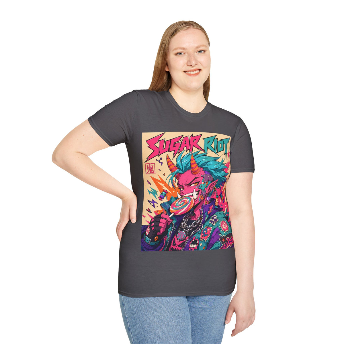 Sugar Riot T‑Shirt — Colorful Punk Unicorn Candy Skull Graphic Tee