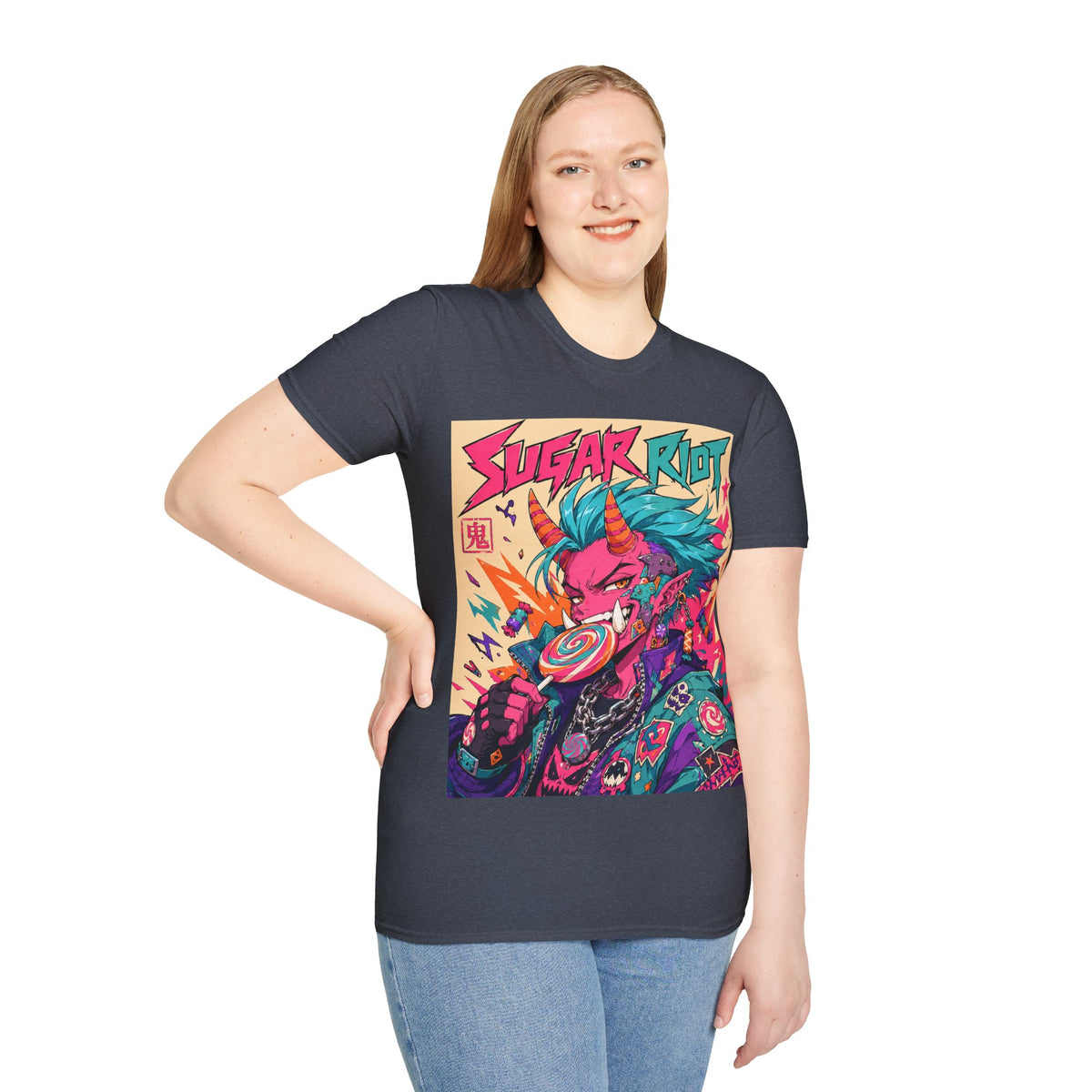 Sugar Riot T‑Shirt — Colorful Punk Unicorn Candy Skull Graphic Tee