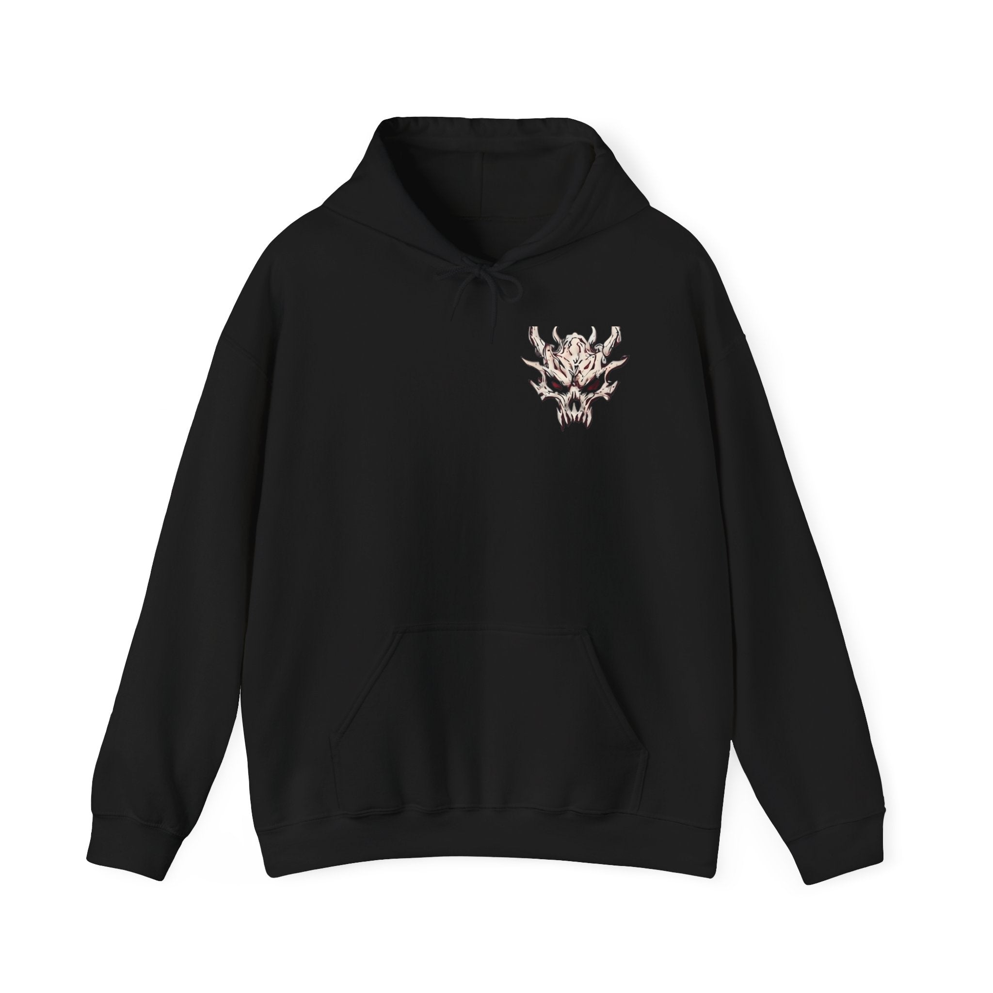 Skull Flame Chest Hoodie — Gothic Streetwear Pullover