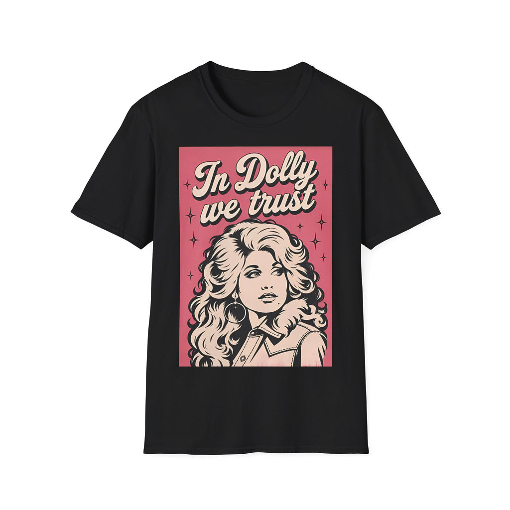 Dolly Tribute T‑Shirt — "In Dolly We Trust" Retro Pop Art Tee