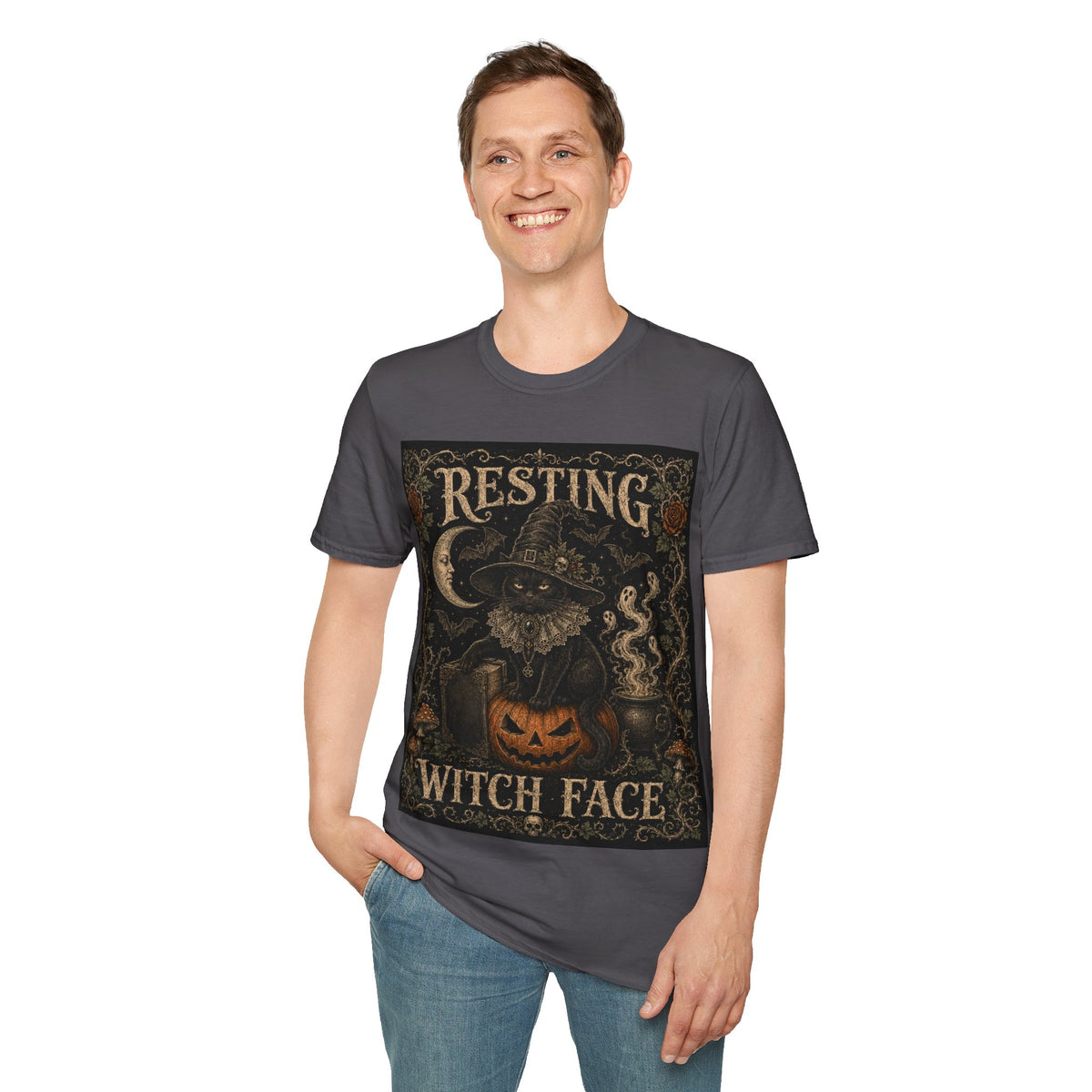 Resting Witch Face T-Shirt — Vintage Halloween Witch Graphic Tee