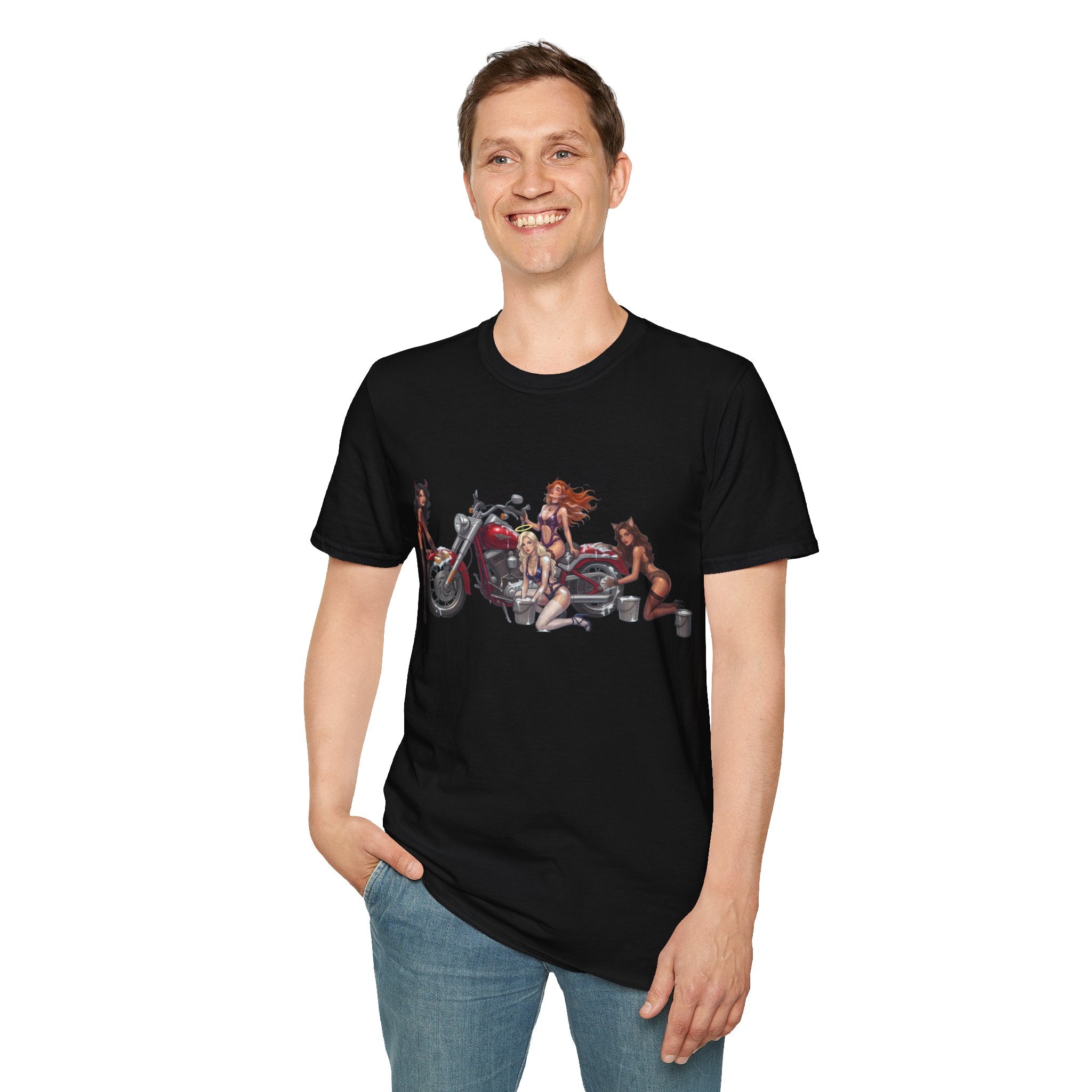 Biker Pinup T-Shirt — Vintage Motorcycle Pinup Girls Tee