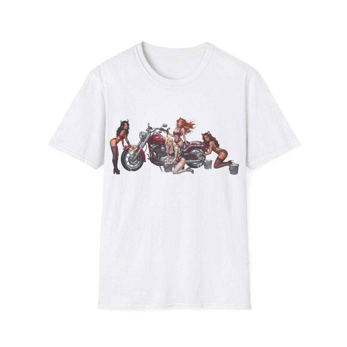 Biker Pinup T-Shirt — Vintage Motorcycle Pinup Girls Tee