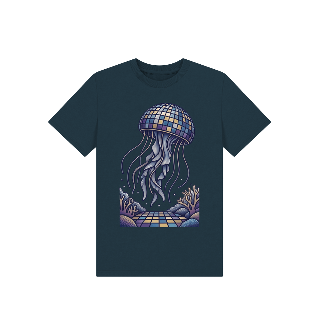 Denim Blue Printed Kids T-Shirt Front