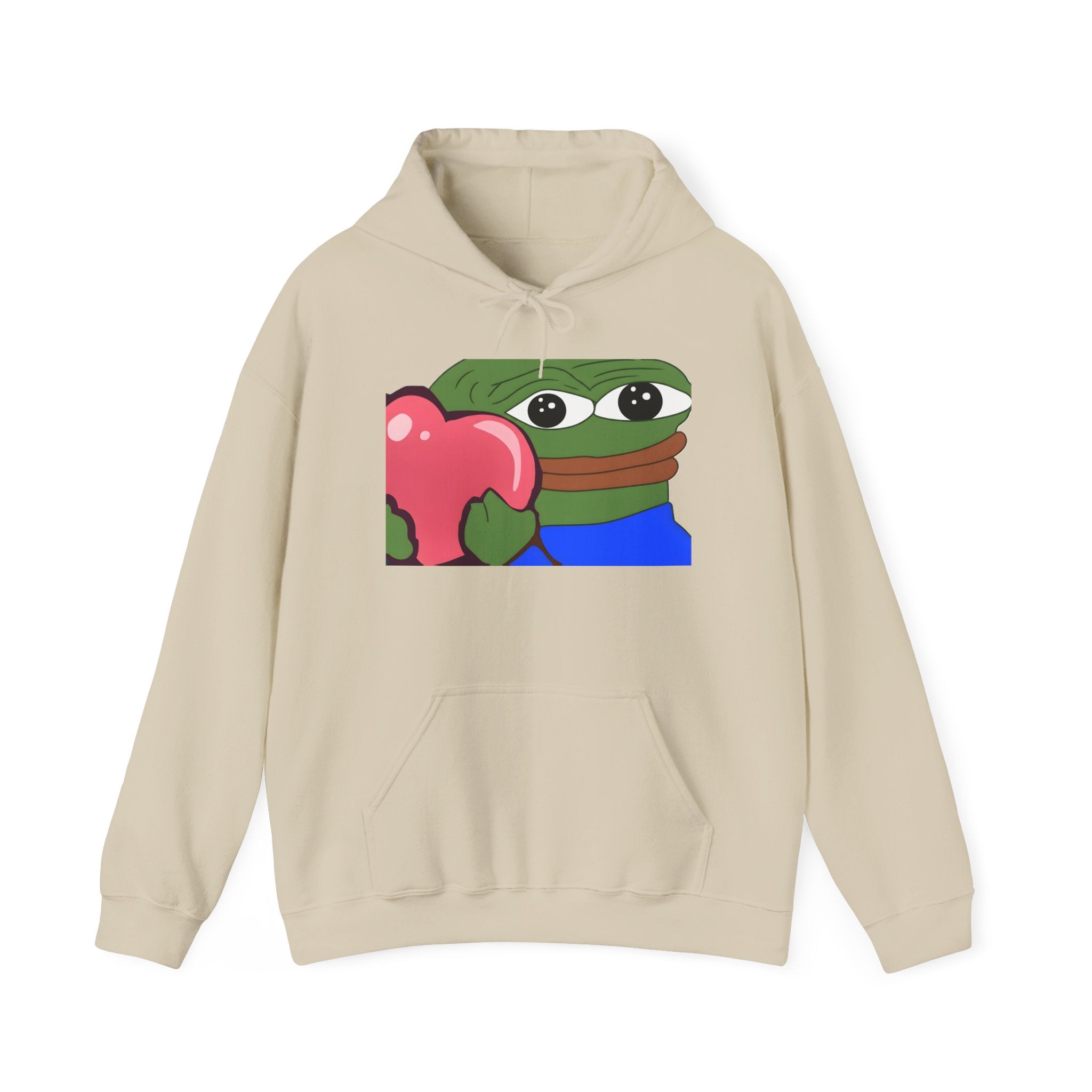 Pepe Heart Hoodie — Cute Pepe Holding Heart Graphic Pullover