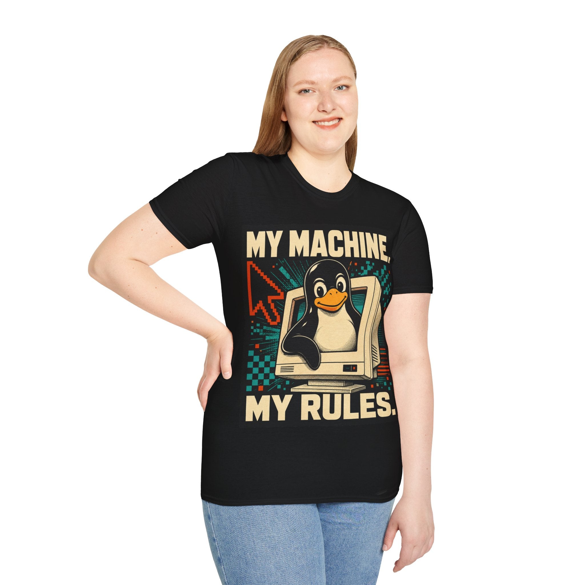Retro Tux Penguin Tee — "My Machine, My Rules" Vintage Computer T-Shirt