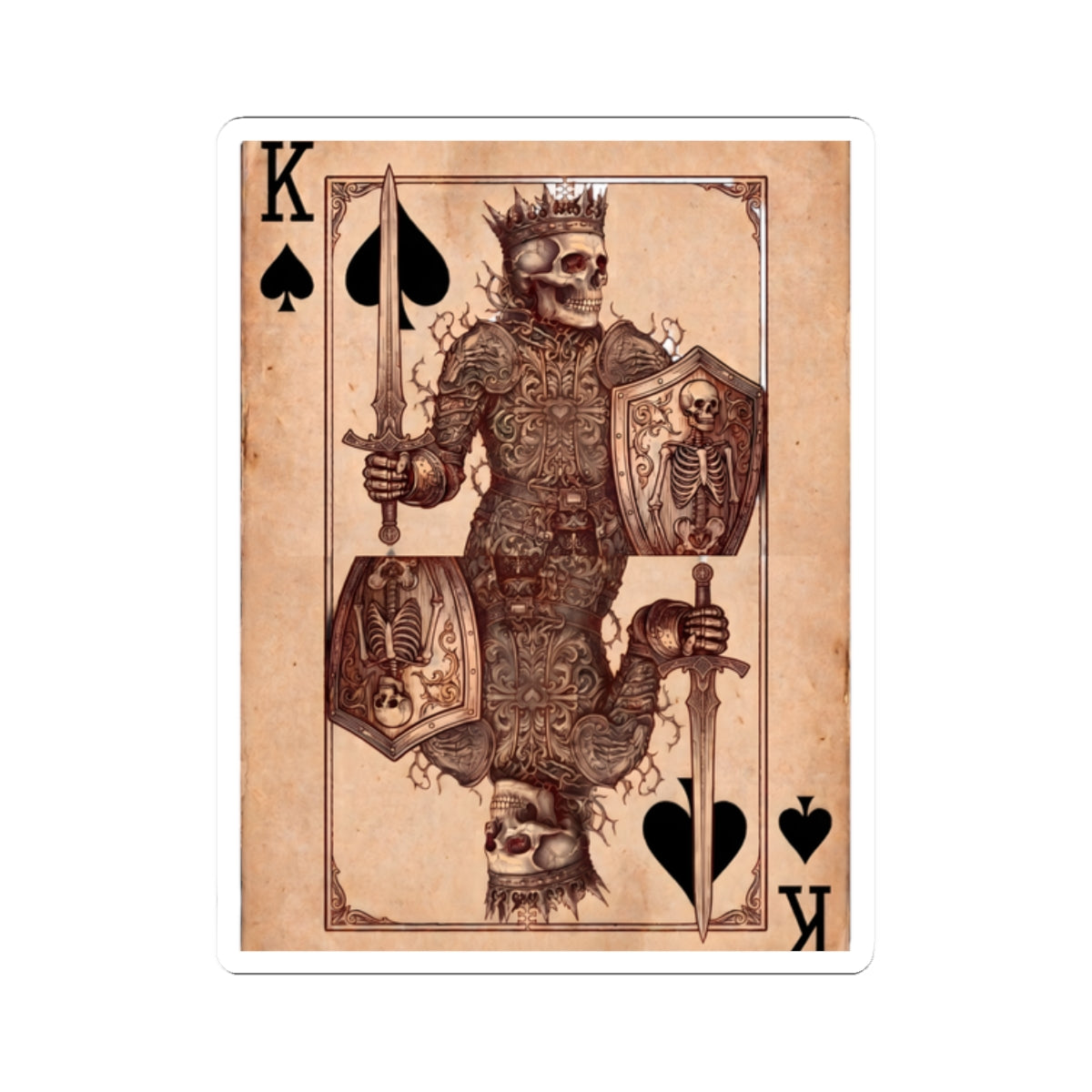 King of Spades Skull Sticker — Vintage Playing Card Kiss-Cut Sticker