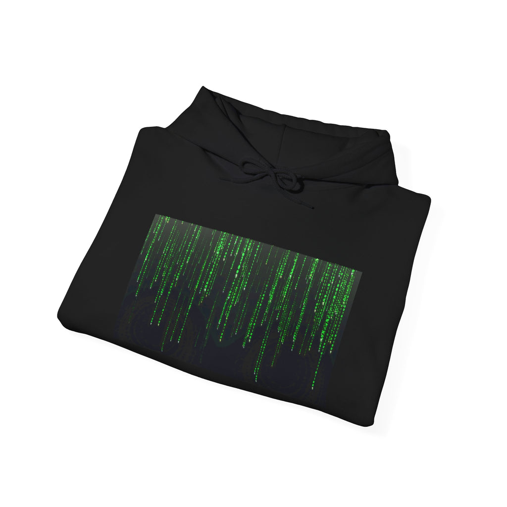 Matrix Code Hoodie — Green Digital Rain Graphic Sweatshirt