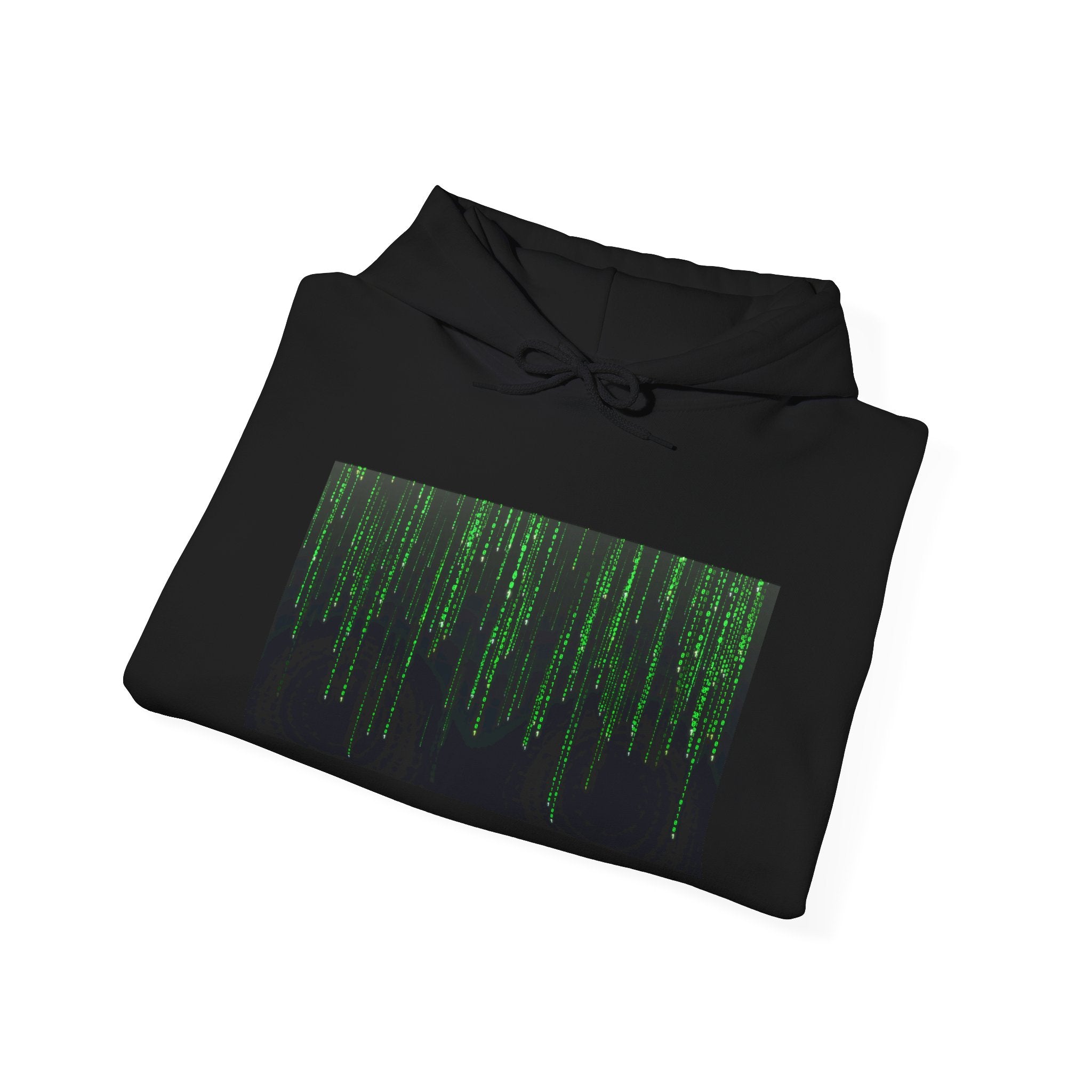 Matrix Code Hoodie — Green Digital Rain Graphic Sweatshirt