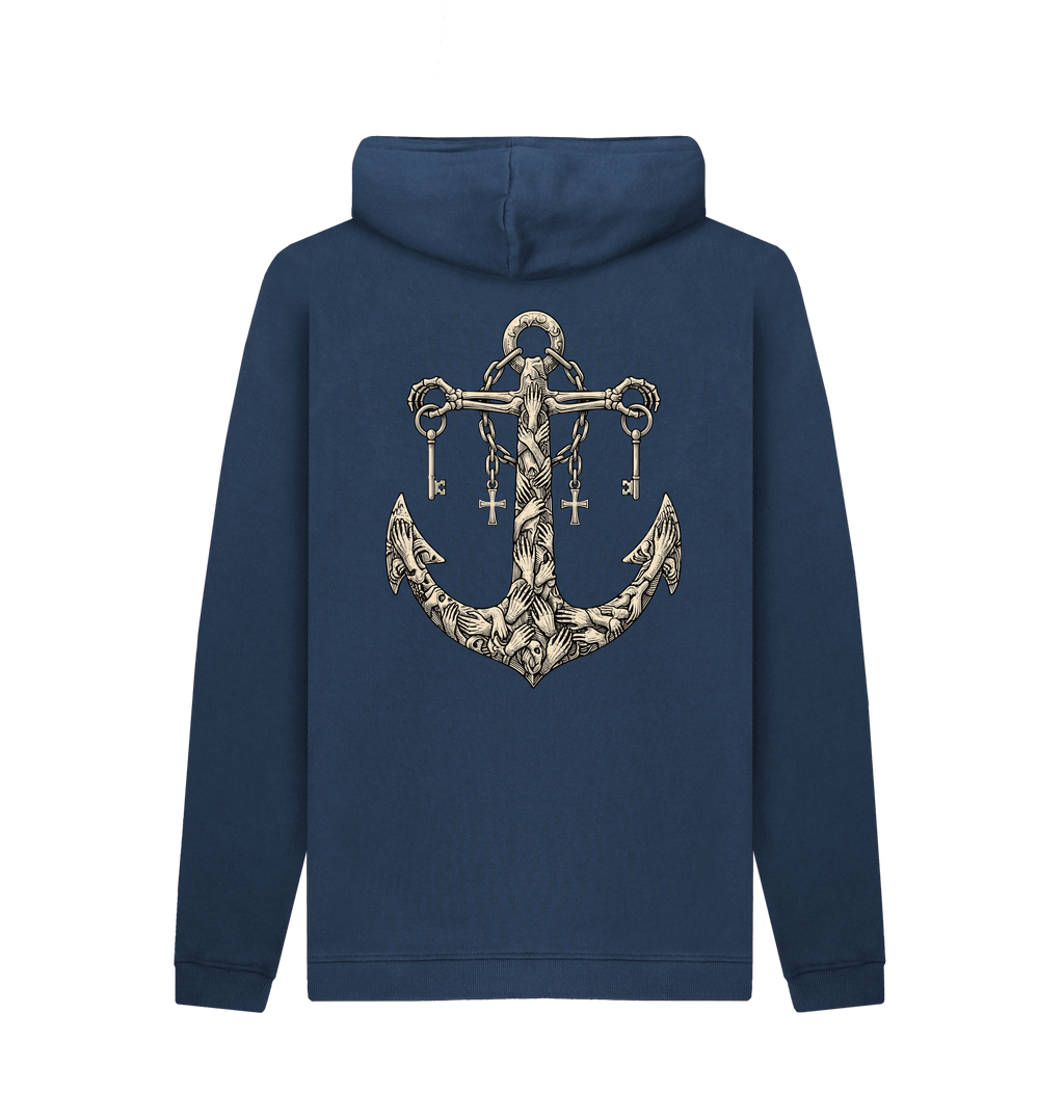 Navy Printed Hoody Back