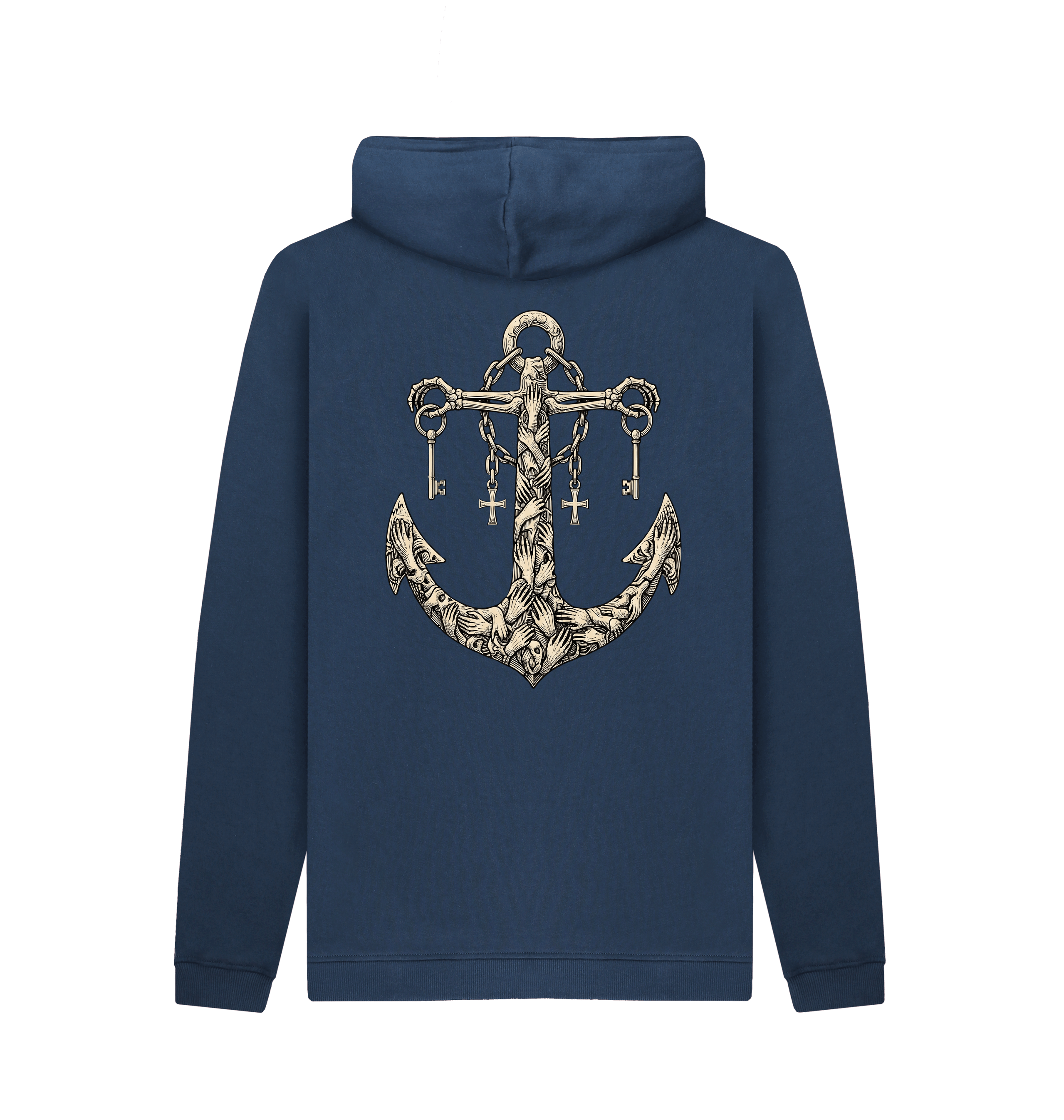 Navy Printed Hoody Back