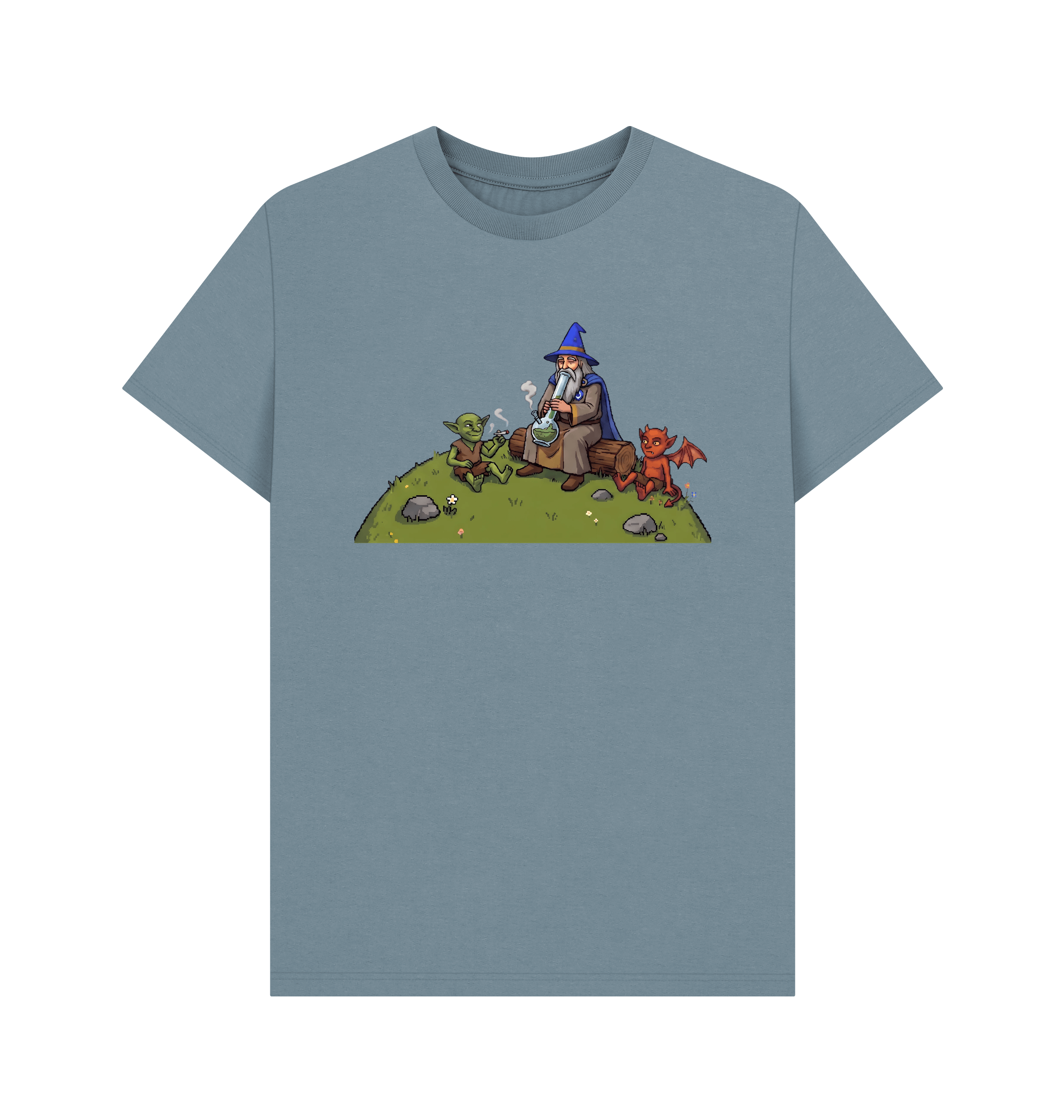 Stone Blue Printed T-shirt Front