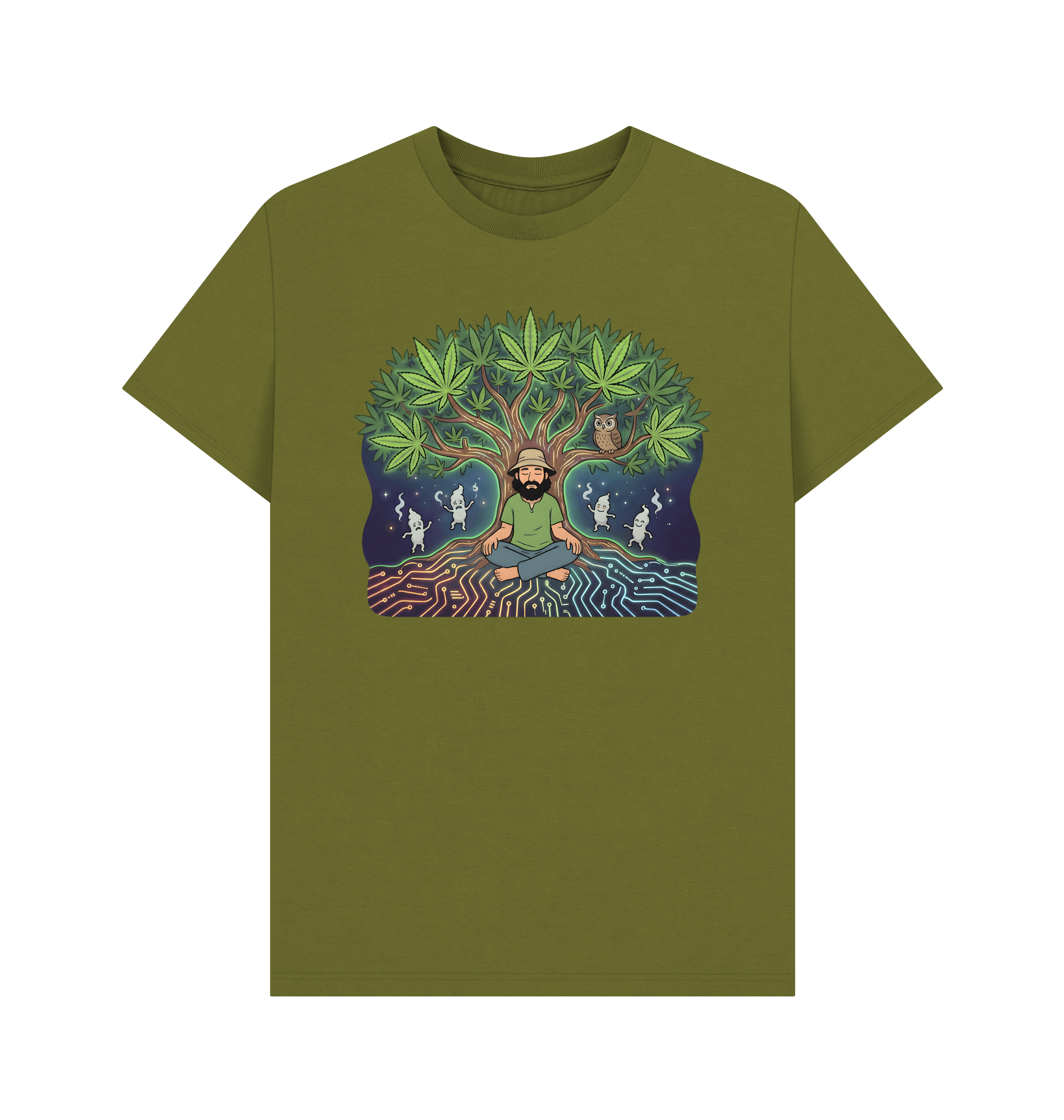 Moss Green Printed T-shirt Front