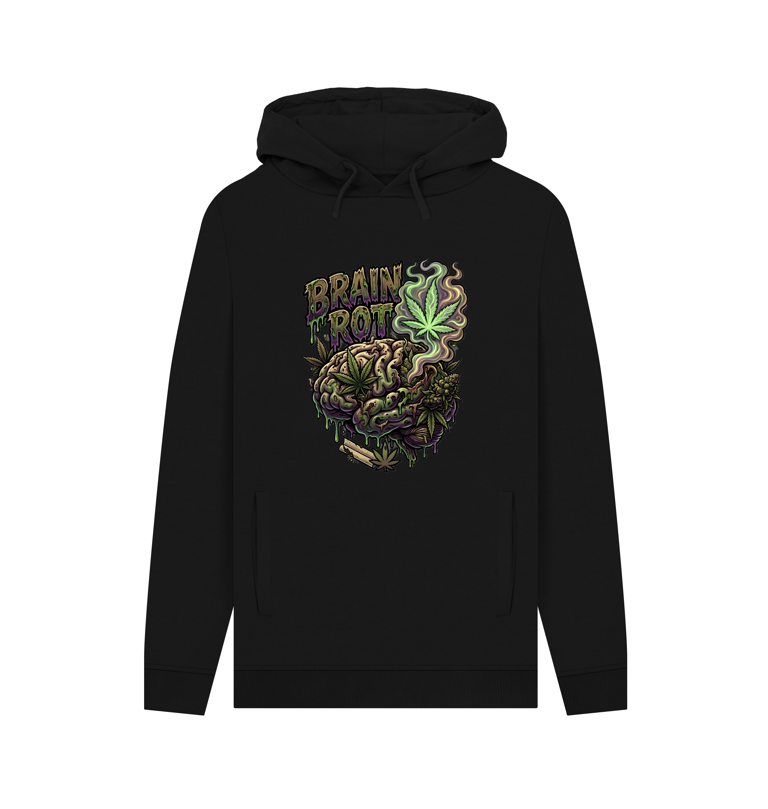 Black Printed Hoody Front