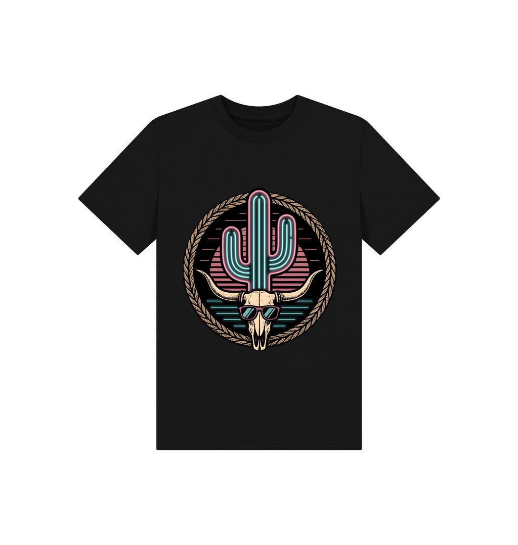 Black Printed Kids T-Shirt Front
