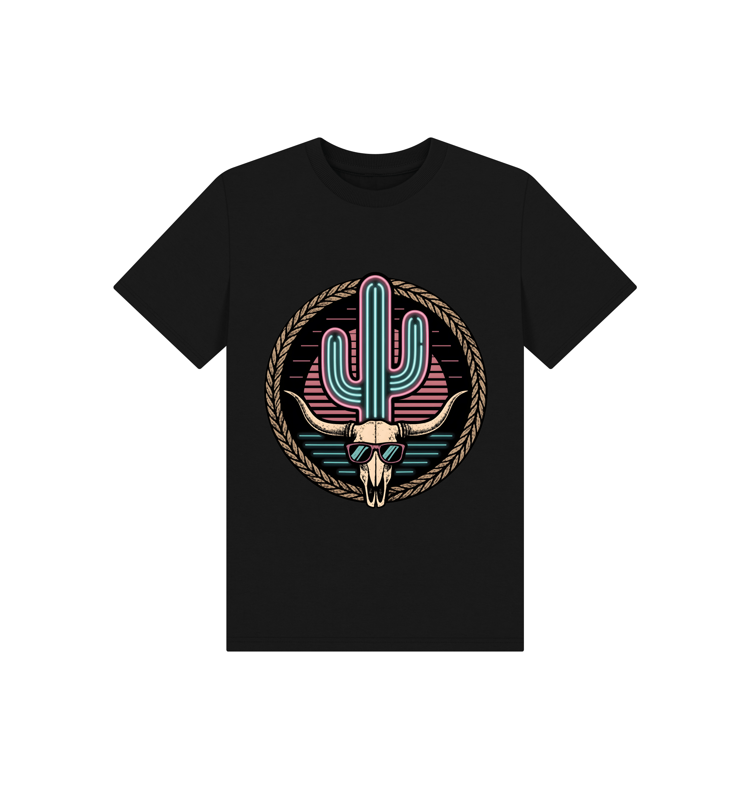 Black Printed Kids T-Shirt Front