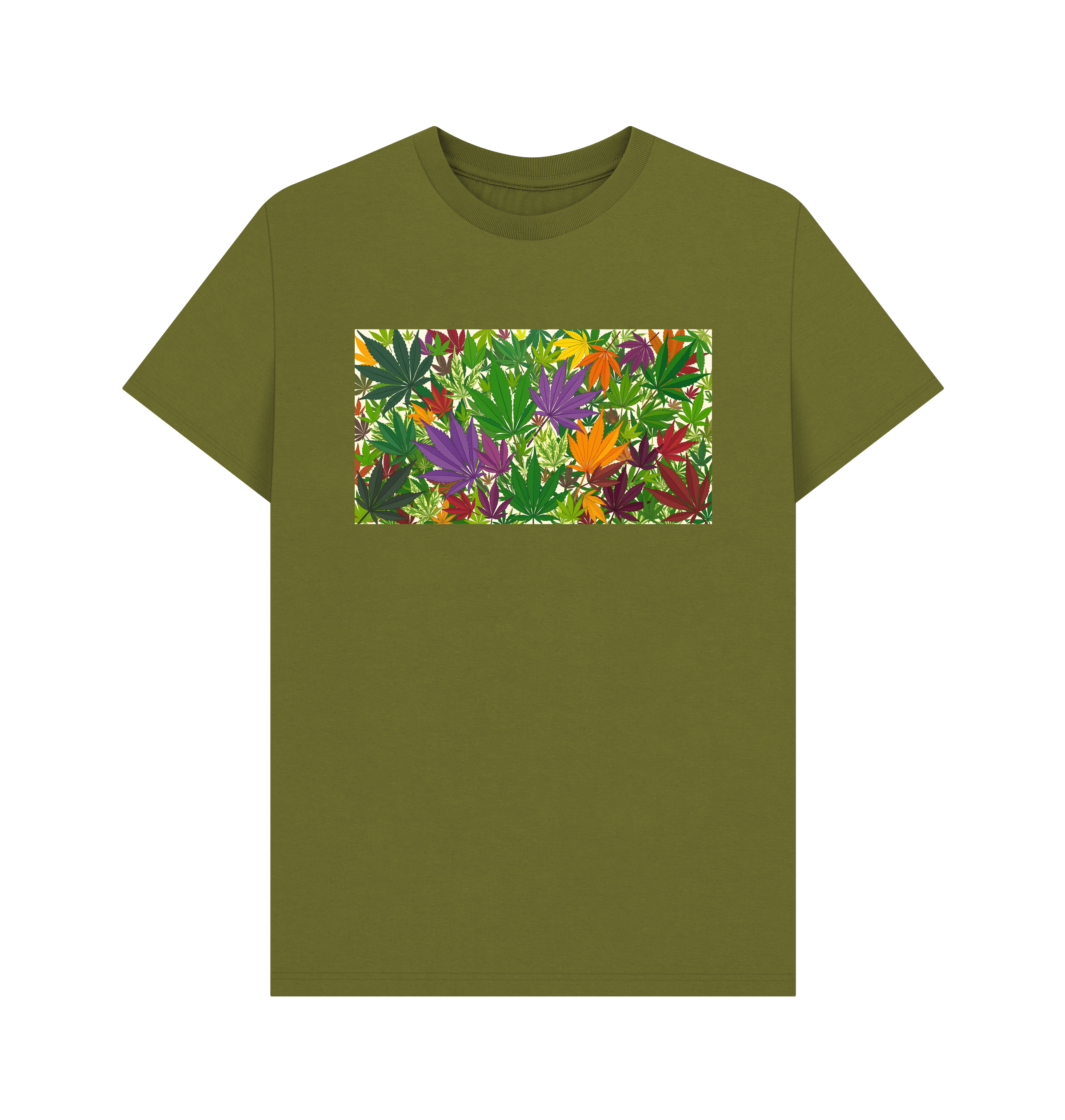 Moss Green Printed T-shirt Front