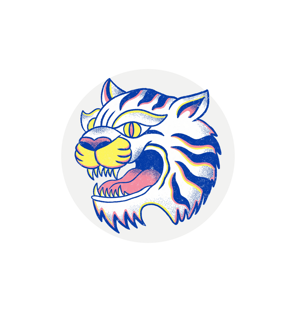 White Printed Circle Sticker Front