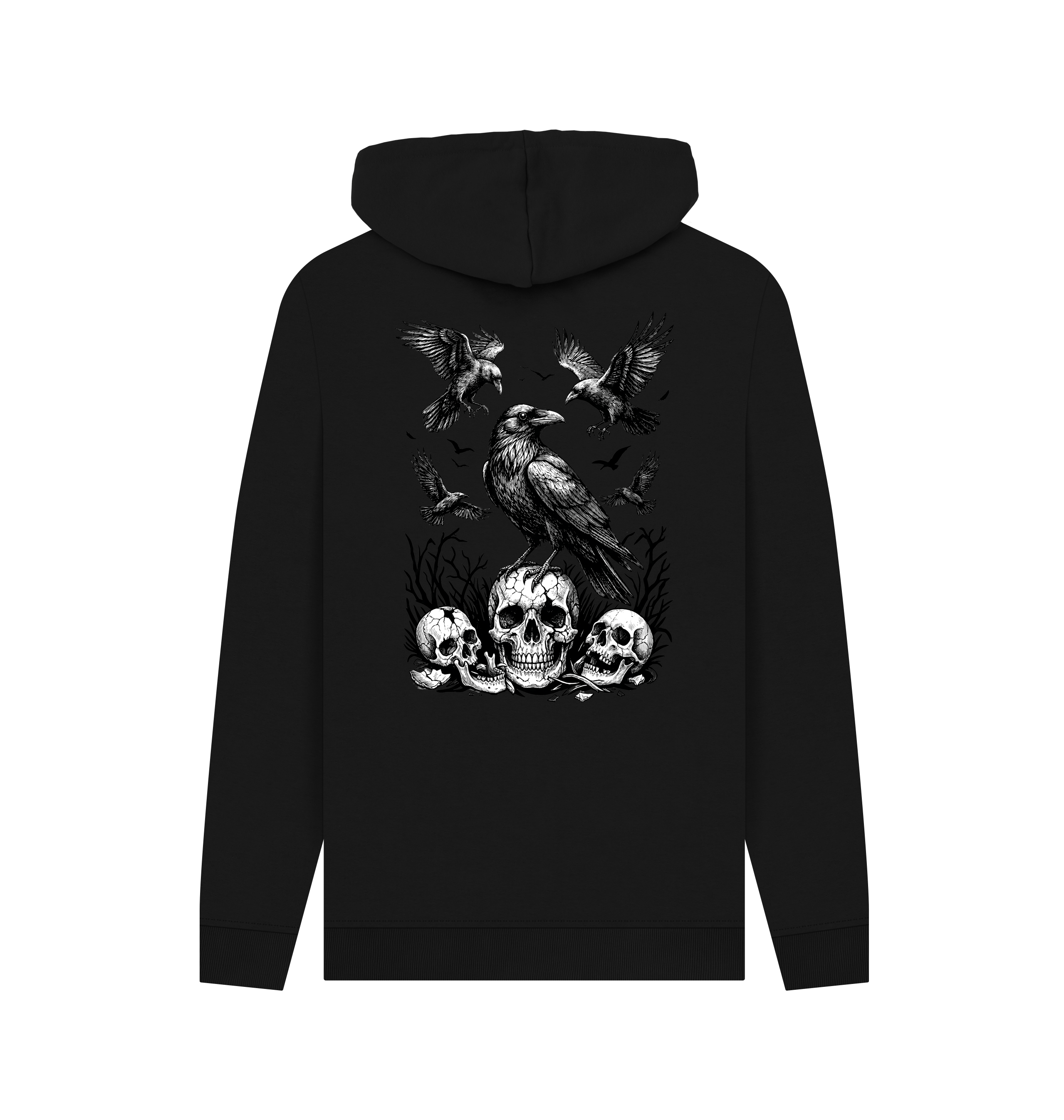 Black Printed Hoody Back