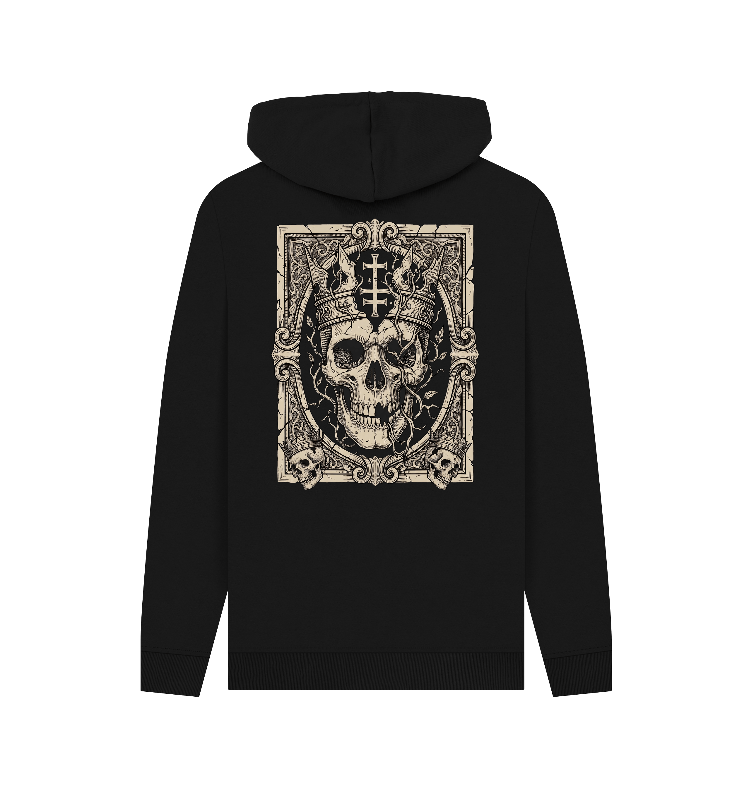 Black Printed Hoody Back