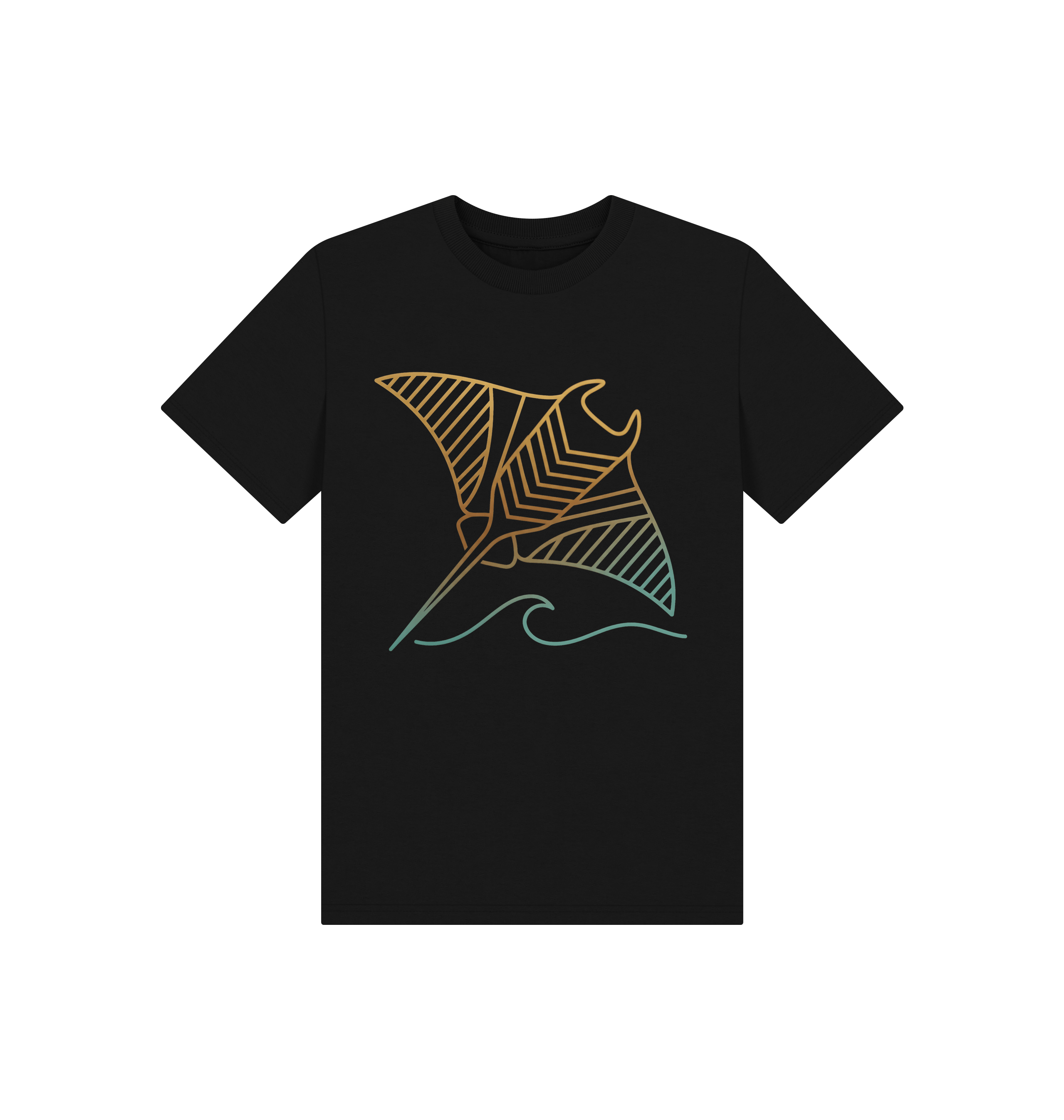 Black Printed Kids T-Shirt Front