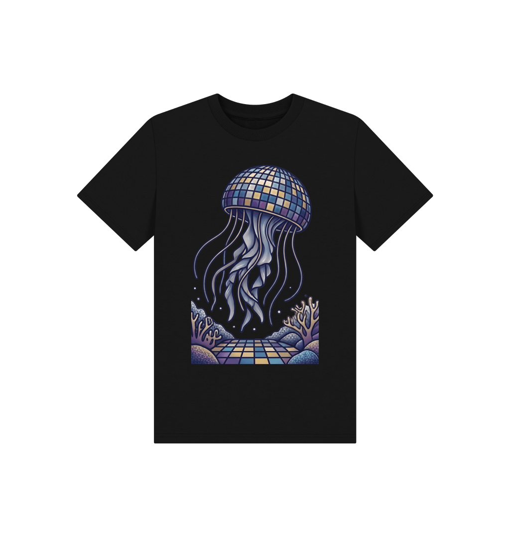 Black Printed Kids T-Shirt Front