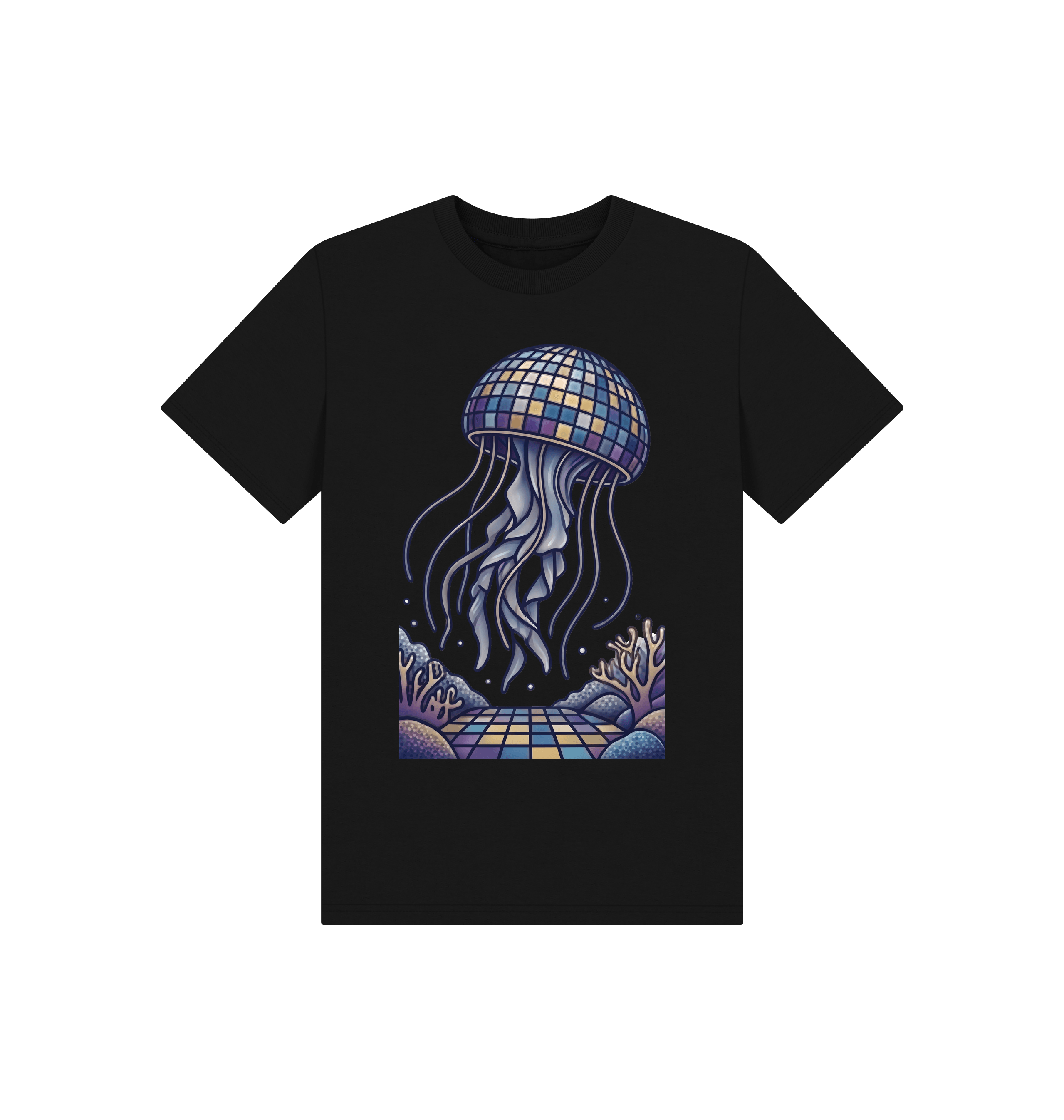 Black Printed Kids T-Shirt Front