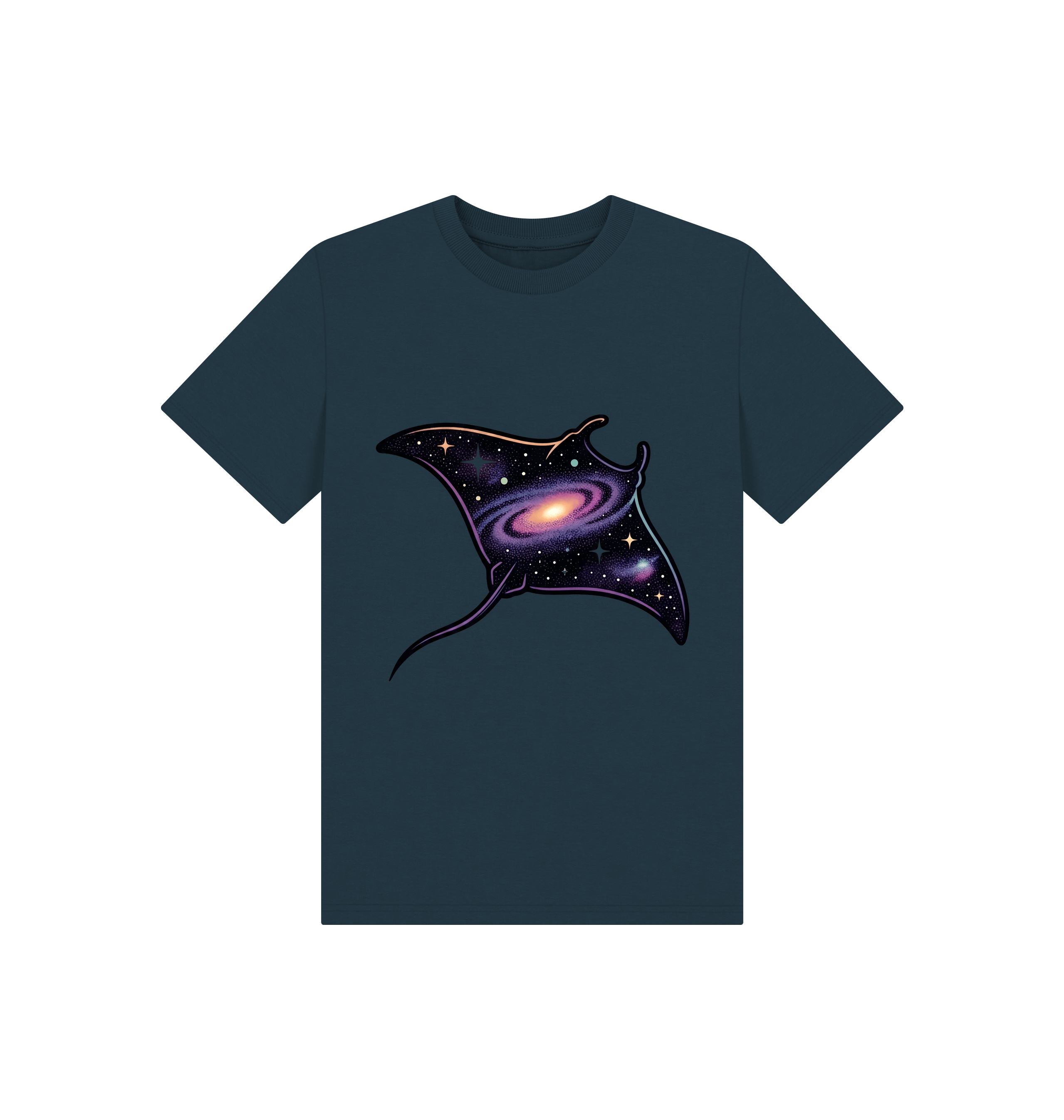 Denim Blue Printed Kids T-Shirt Front