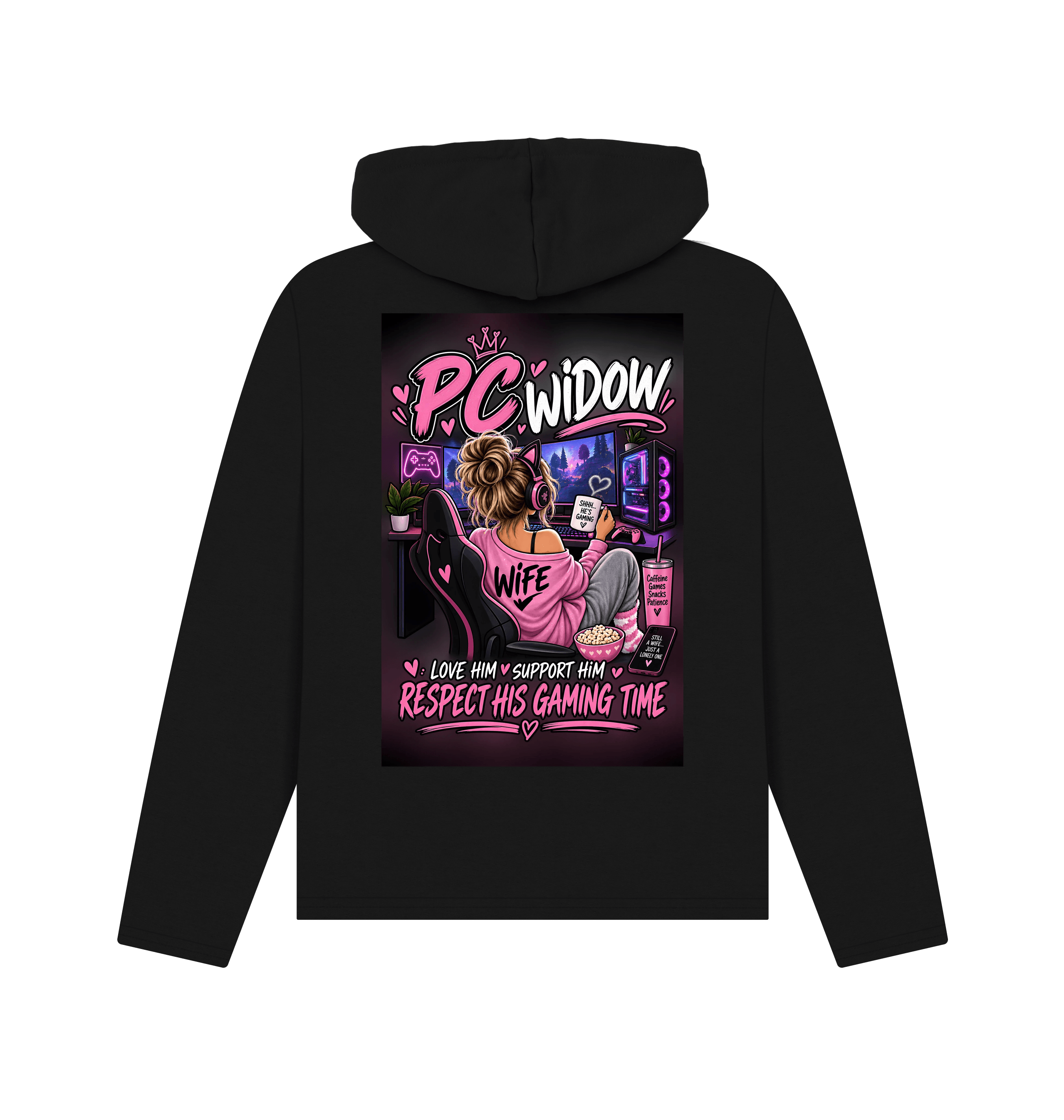 Black Printed Hoody Back