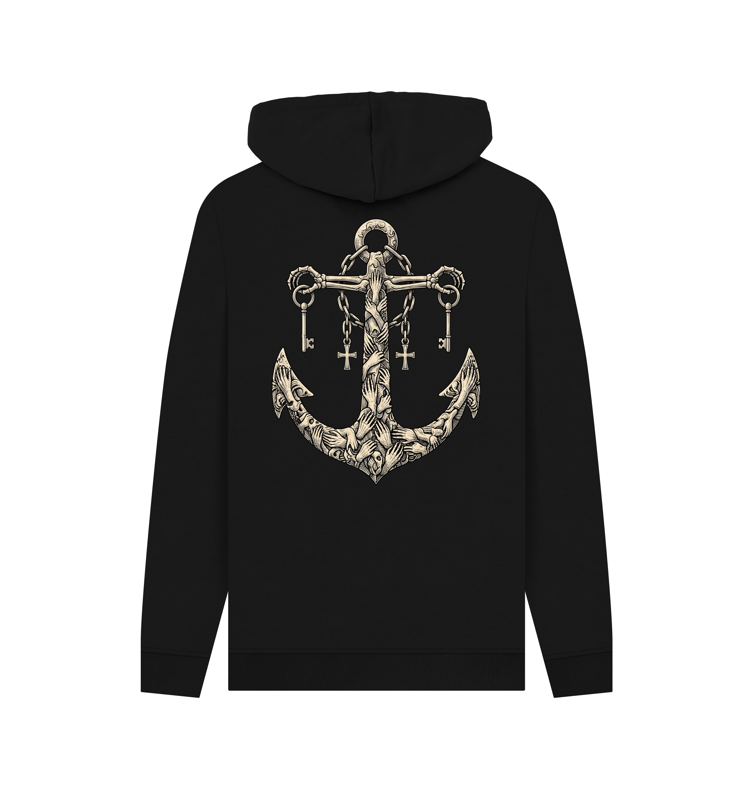 Black Printed Hoody Back
